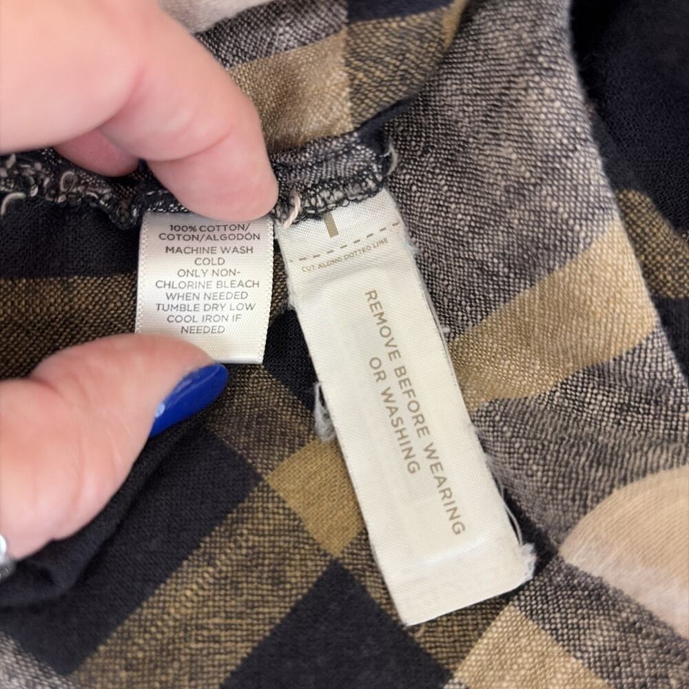 Loft Plaid Shacket XS Tan Brown Black Neutrals Button Up Shirt Layering Jacket - Picture 9 of 11